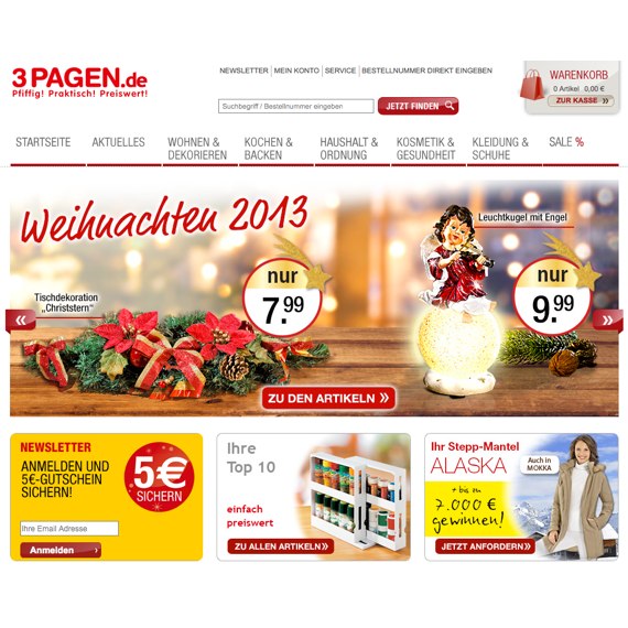 Die Webseite vom 3Pagen.de Shop