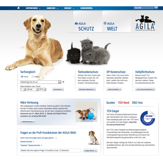 Die Webseite vom AGILA.de Shop