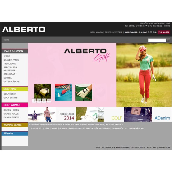 Die Webseite vom Albertoshop.de Shop