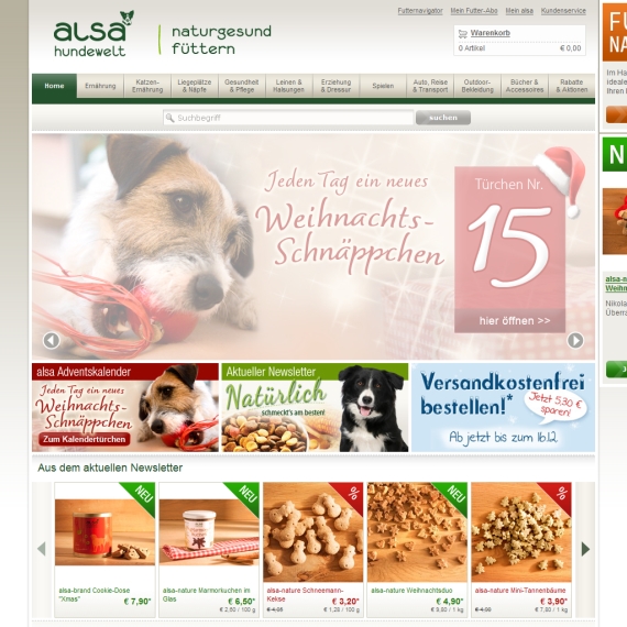 Die Webseite vom ALSA-Hundewelt.de Shop
