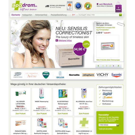 Die Webseite vom Apodrom.de Shop