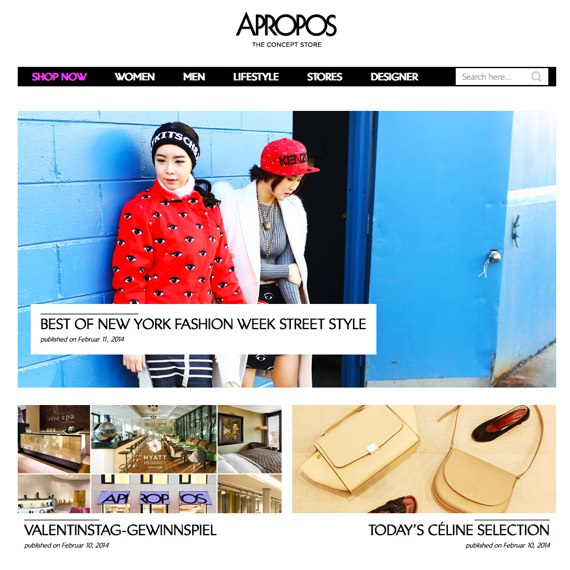 Die Webseite vom Apropos-Store.com Shop