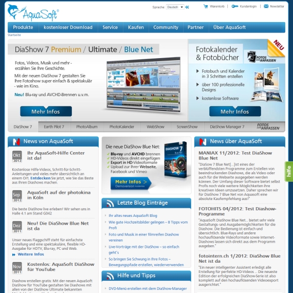 Die Webseite vom Aquasoft.de Shop