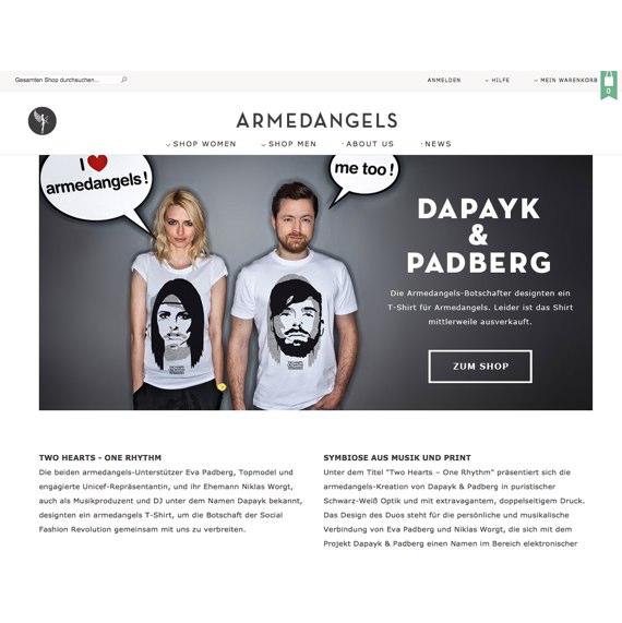 Die Webseite vom armedangels.de Shop