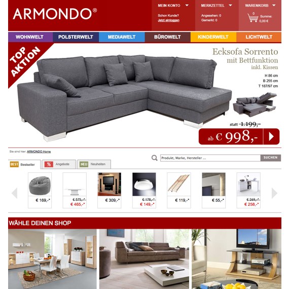 Die Webseite vom ARMONDO.de Shop