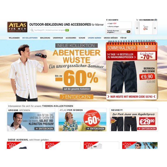 Die Webseite vom AtlasForMen.de Shop