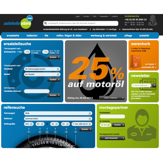 Die Webseite vom AutoteileStore.com Shop