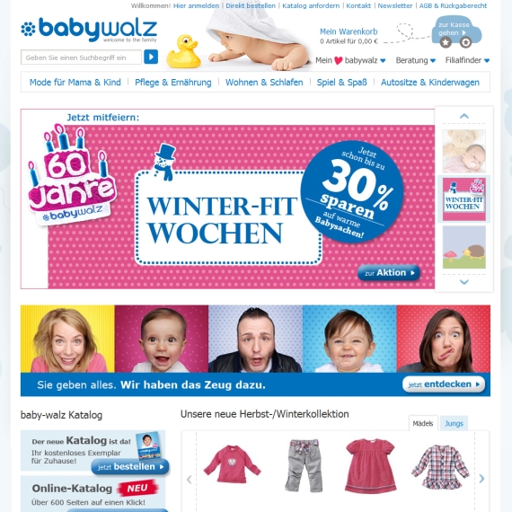 Die Webseite vom Baby-Walz.de Shop