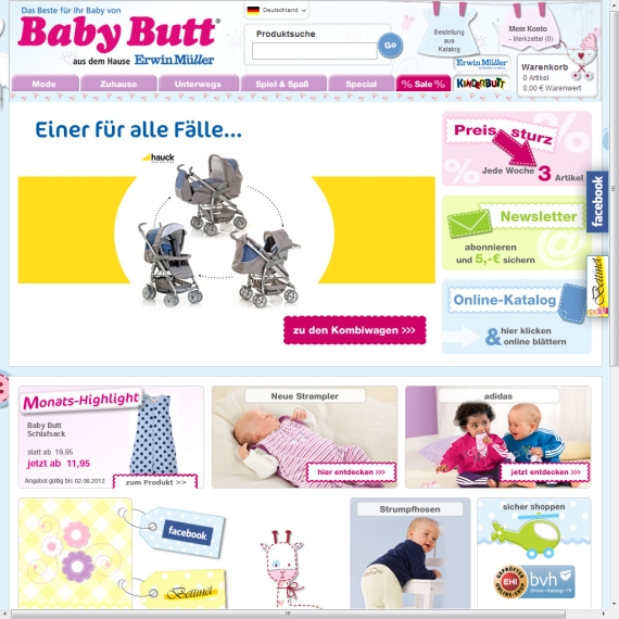 Die Webseite vom BabyButt-de.ErwinMueller.com Shop