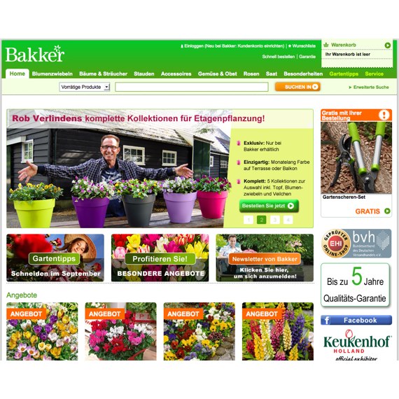 Die Webseite vom Bakker-Holland.de Shop