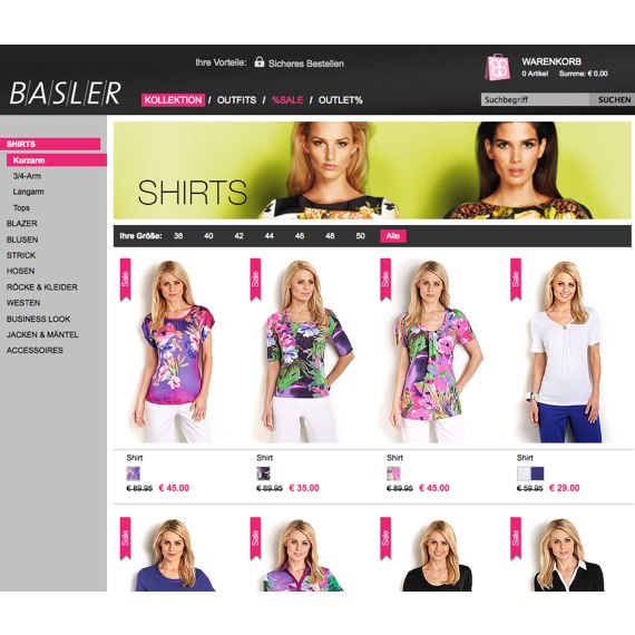 Die Webseite vom Basler-Fashion.de Shop