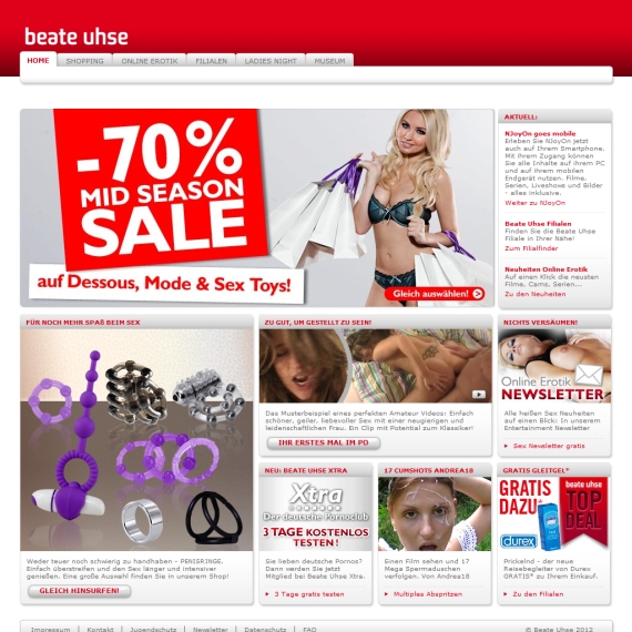 Die Webseite vom Beate-Uhse.com Shop