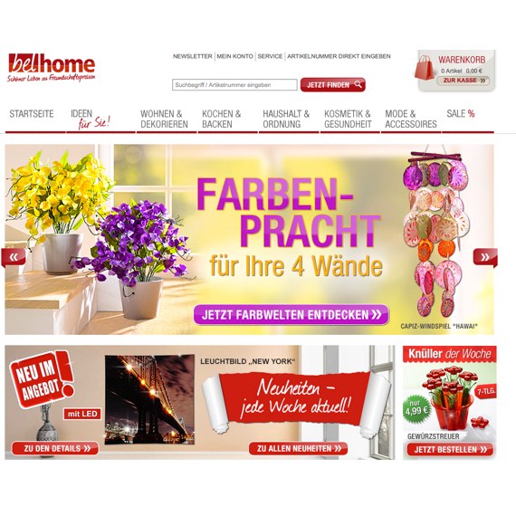 Die Webseite vom belhome.de Shop