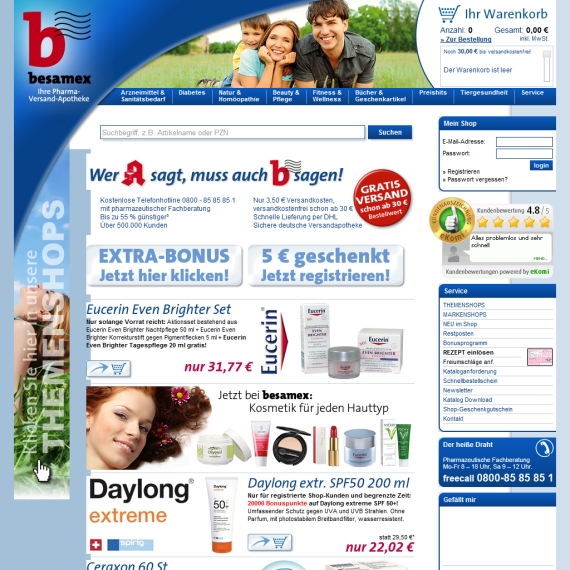 Die Webseite vom Besamex.de Shop