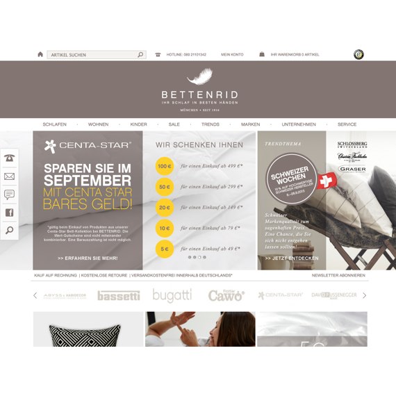 Die Webseite vom BettenRid.de Shop