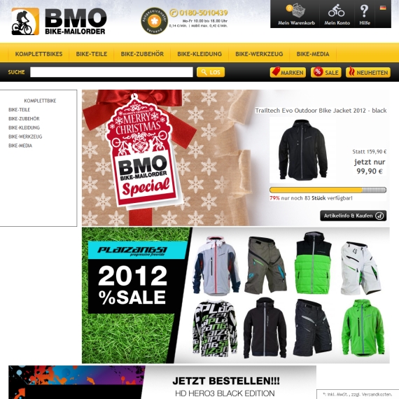 Die Webseite vom Bike-Mailorder.de Shop