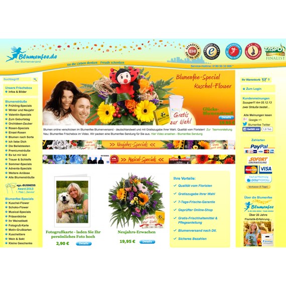 Die Webseite vom Blumenfee.de Shop