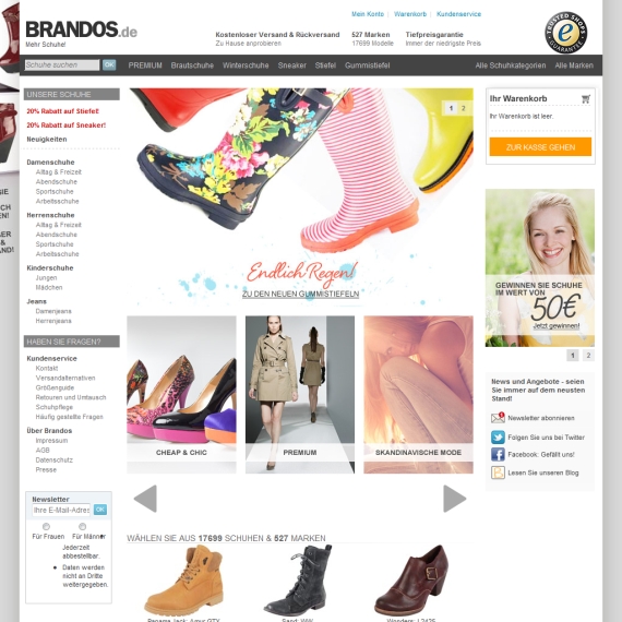 Die Webseite vom Brandos.de Shop