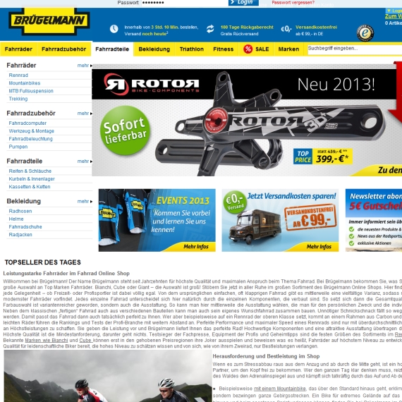Die Webseite vom Bruegelmann.de Shop