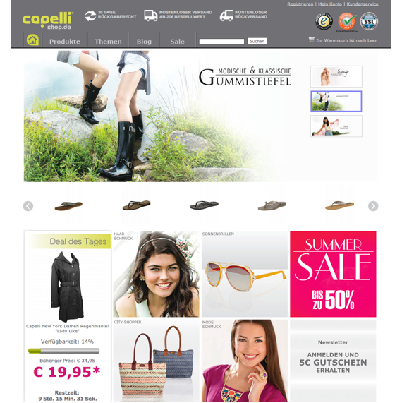 Die Webseite vom Capellishop.de Shop