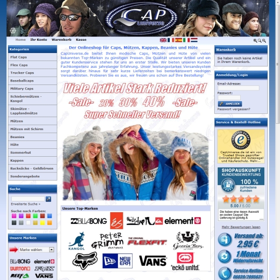 Die Webseite vom Capuniverse.de Shop