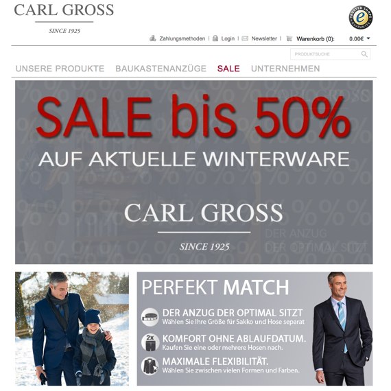Die Webseite vom CarlGross.de Shop
