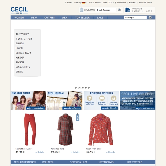 Die Webseite vom CECIL.de Shop