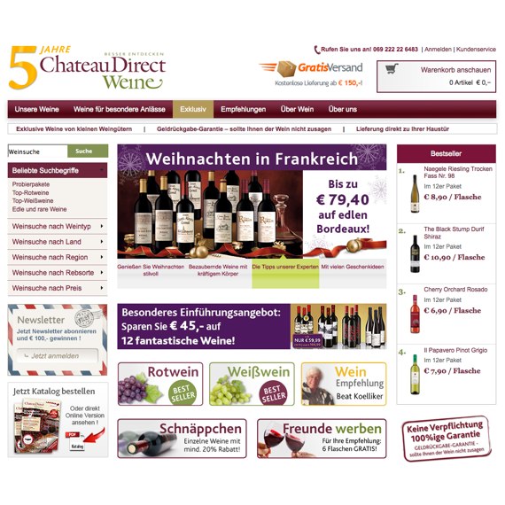 Die Webseite vom ChateauDirect.de Shop