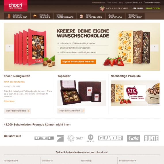 Die Webseite vom Chocri.de Shop