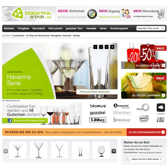 Die Webseite vom COCKTAILSTAR.de Shop