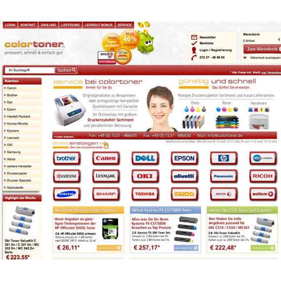 Die Webseite vom Colortoner.de Shop