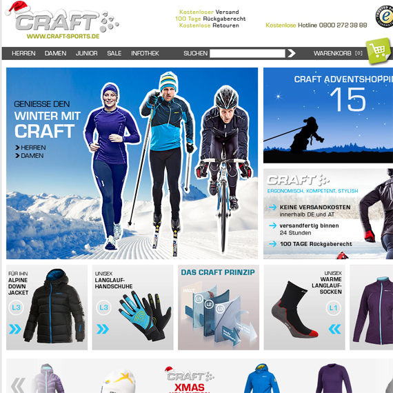 Die Webseite vom CRAFT-Sports.de Shop
