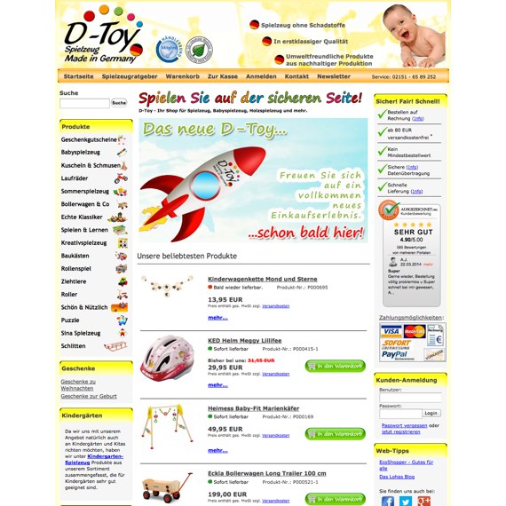 Die Webseite vom D-Toy.de Shop
