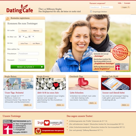 Die Webseite vom Datingcafe.de Shop