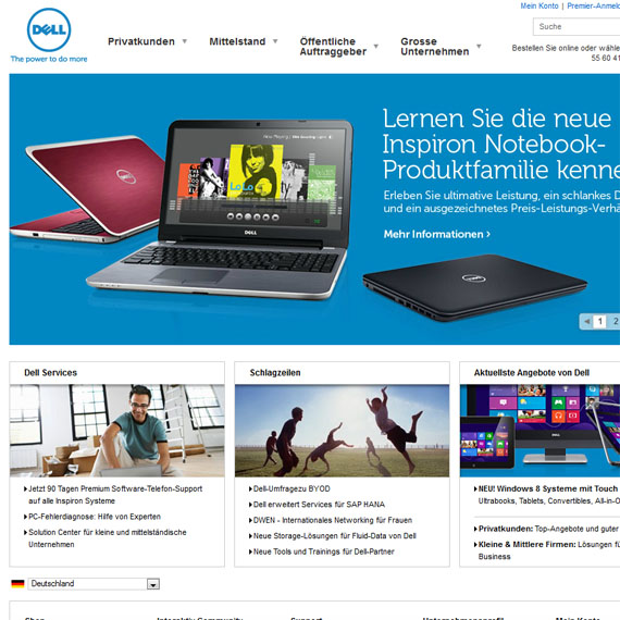 Die Webseite vom Dell.de Shop