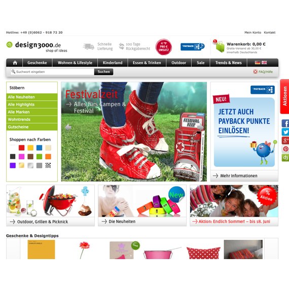Die Webseite vom Design3000.de Shop