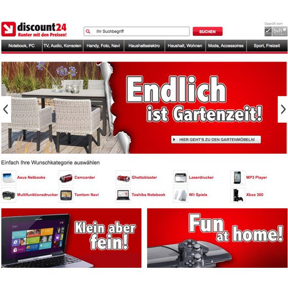Die Webseite vom Discount24.de Shop