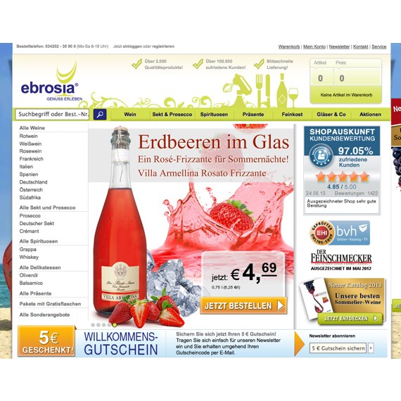Die Webseite vom Ebrosia.de Shop