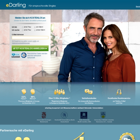 Die Webseite vom eDarling.de Shop