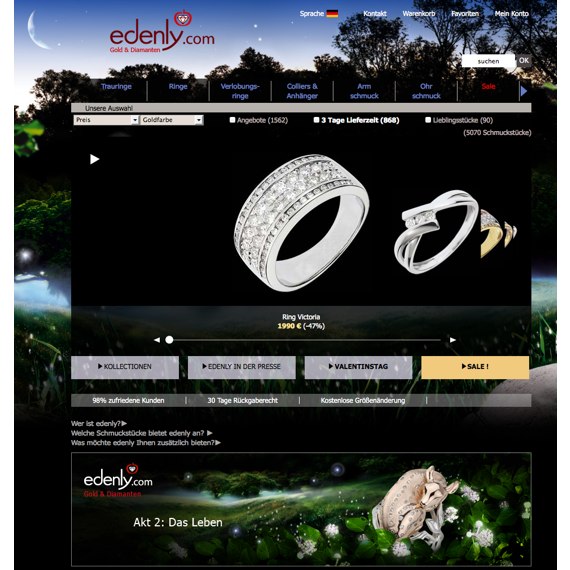 Die Webseite vom Edenly.com Shop