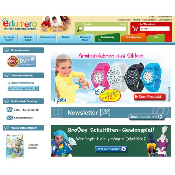 Die Webseite vom Edumero.de Shop