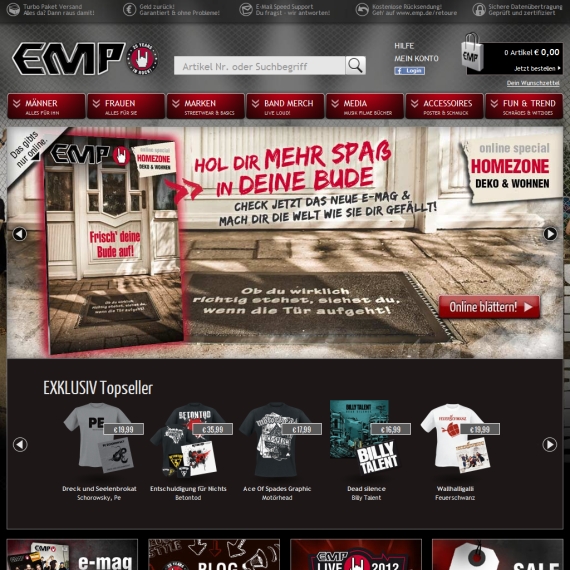 Die Webseite vom EMP.de Shop