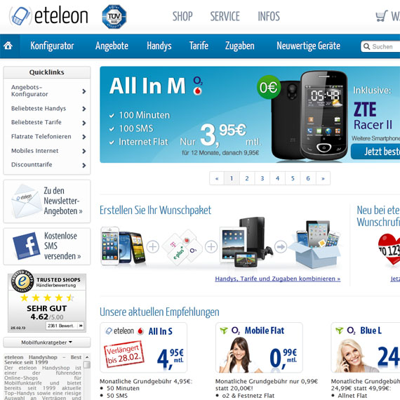 Die Webseite vom Eteleon.de Shop