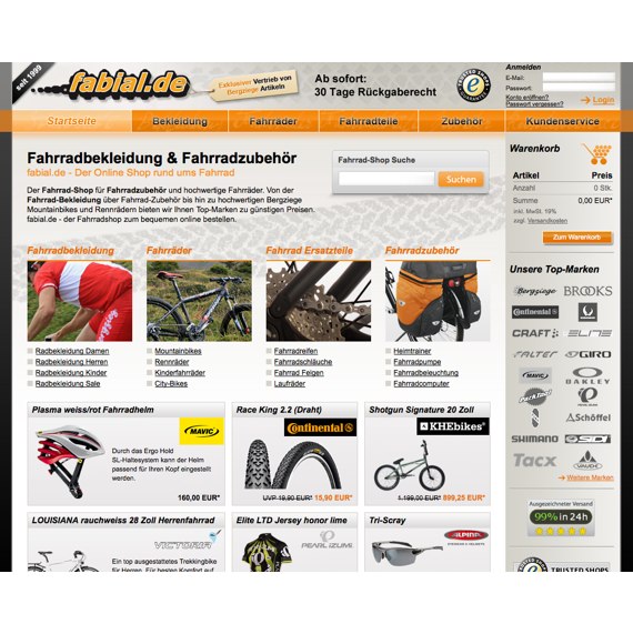 Die Webseite vom Fabial.de Shop