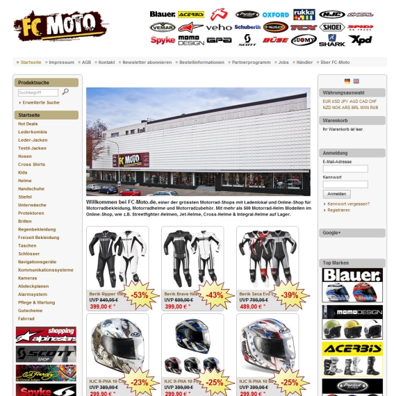 Die Webseite vom FC-Moto.de Shop