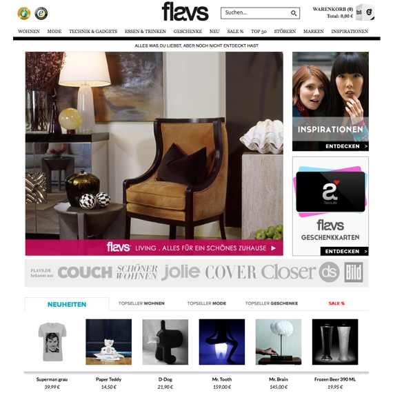 Die Webseite vom Flavs.de Shop