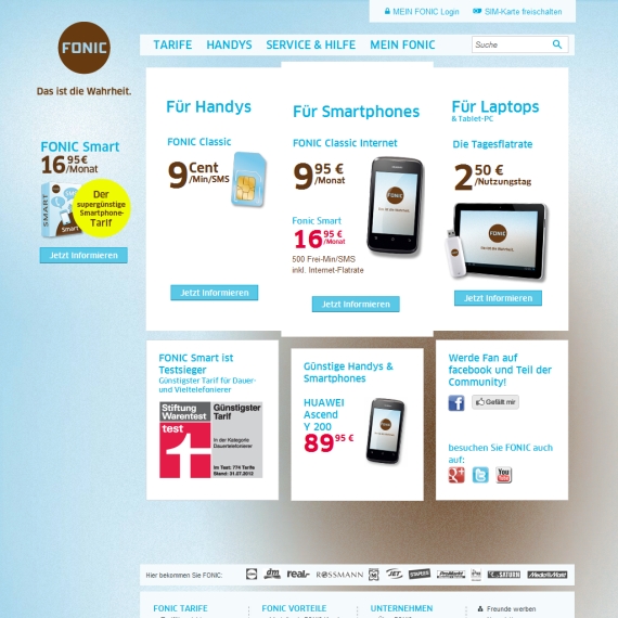 Die Webseite vom Fonic.de Shop