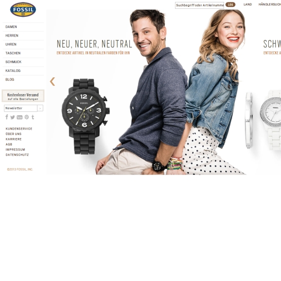 Die Webseite vom Fossil.de Shop