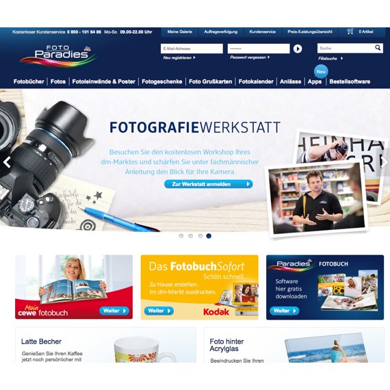 Die Webseite vom Fotoparadies.de Shop