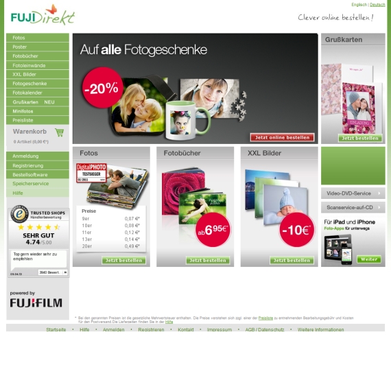 Die Webseite vom FUJIDirekt.de Shop